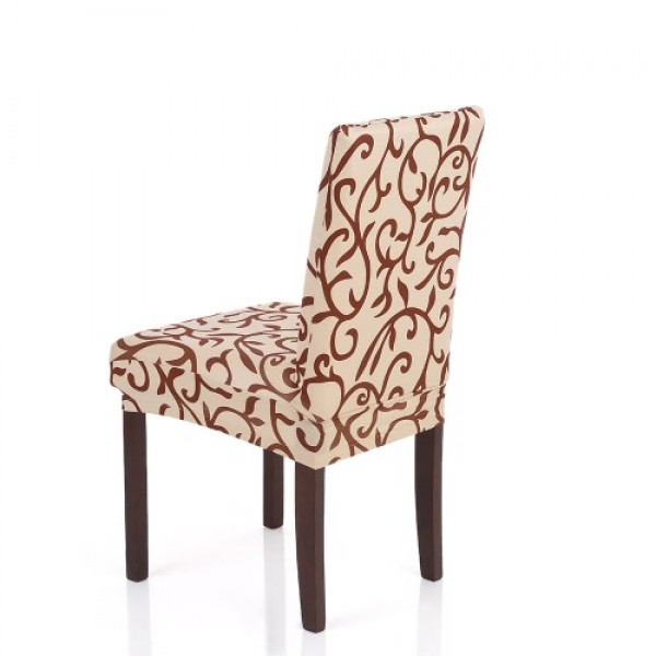 High Quality Stretch Removable Washable Short Dining Chair Cover Soft Milk Silk Spandex Printing Chair Cover Slipcover for Weddi