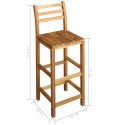 Bar Chairs 2 pcs Solid Acacia Wood 16.5"x14.2"x43.3"