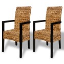 2 pcs Handwoven Abaca Dining Chair Set with Armrest