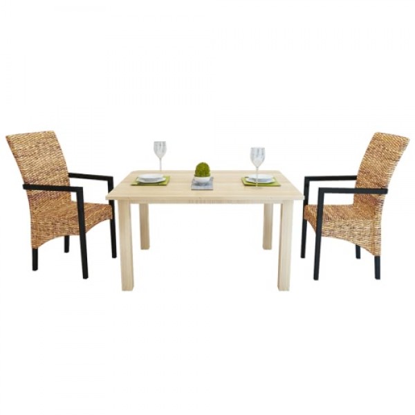 2 pcs Handwoven Abaca Dining Chair Set with Armrest