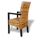 2 pcs Handwoven Abaca Dining Chair Set with Armrest