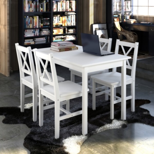 1 set wooden table and 4 chairs Colour White