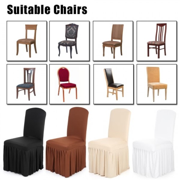 Pleated Solid Color Ruffled Stretchable Removable Washable Home Dining Chair Cover Spandex Seats Slipcover for Wedding Party Hot