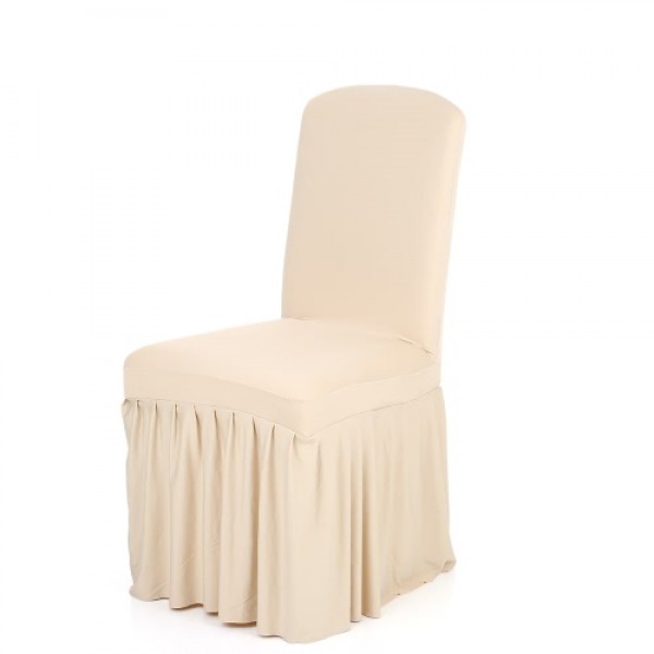 Pleated Solid Color Ruffled Stretchable Removable Washable Home Dining Chair Cover Spandex Seats Slipcover for Wedding Party Hot