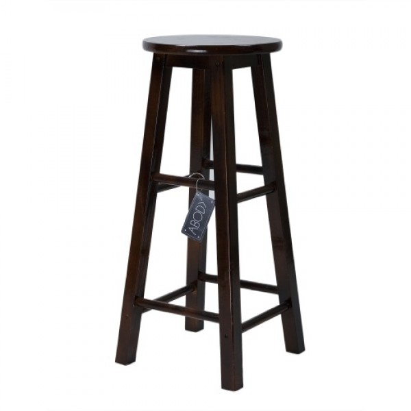 ABODY  Bar Stool Counter Stool Solid Wooden Stool Retro Chair Square Leg  28inch Brown