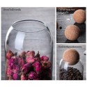 3PCS Glass Food Storage Container Jars Transparent Food Storage Canister with Airtight Seal Wood Lid Ball for Grains Tea Coffee 