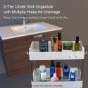 2-Tier Under Sink Organizer Multifunctional Storage Rack with Hook for Cleaning Supplies Spice Bottles Cosmetics Kitchen Bathroo