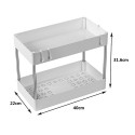 2-Tier Under Sink Organizer Multifunctional Storage Rack with Hook for Cleaning Supplies Spice Bottles Cosmetics Kitchen Bathroo