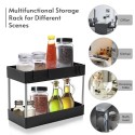 2-Tier Under Sink Organizer Multifunctional Storage Rack with Hook for Cleaning Supplies Spice Bottles Cosmetics Kitchen Bathroo