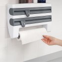 3 in 1 Kitchen Storage Rack Plastic Wrap Cling Film Foil Dispenser Film Storage Rack Cutter Paper Towel Holder Roll Paper Towel 