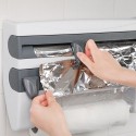 3 in 1 Kitchen Storage Rack Plastic Wrap Cling Film Foil Dispenser Film Storage Rack Cutter Paper Towel Holder Roll Paper Towel 