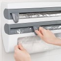 3 in 1 Kitchen Storage Rack Plastic Wrap Cling Film Foil Dispenser Film Storage Rack Cutter Paper Towel Holder Roll Paper Towel 