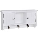 Wall Cabinet for Keys and Jewelry with Doors and Hooks