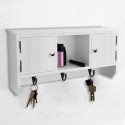 Wall Cabinet for Keys and Jewelry with Doors and Hooks