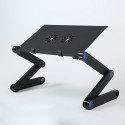 Aluminium Adjustable Laptop Stand Lightweight Laptop with 2 Cooling Fans and Mouse Pad Sofa Couch Bed Tray