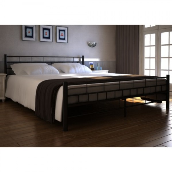 Black Metal bed with mattress 180 x 200 cm