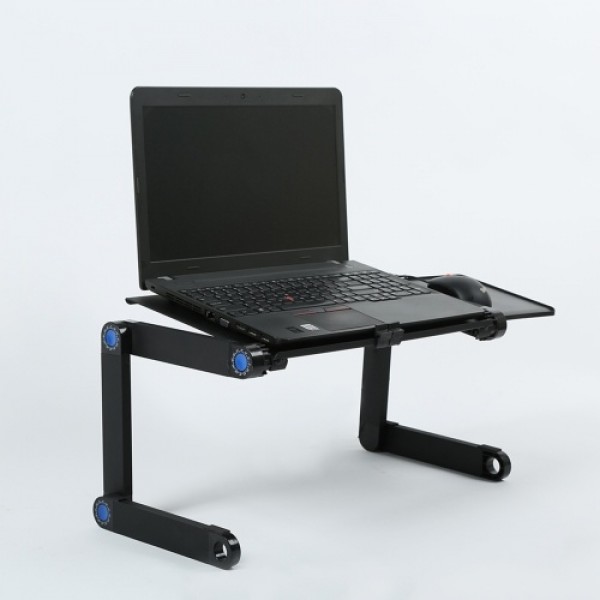 Aluminium Adjustable Laptop Stand Lightweight Laptop with 2 Cooling Fans and Mouse Pad Sofa Couch Bed Tray