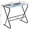 Mordern Glass Desk with World Map Pattern