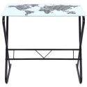 Mordern Glass Desk with World Map Pattern