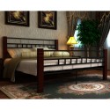 Bed Metal Black and Red Brucciato with mattress 180 x 200 cm