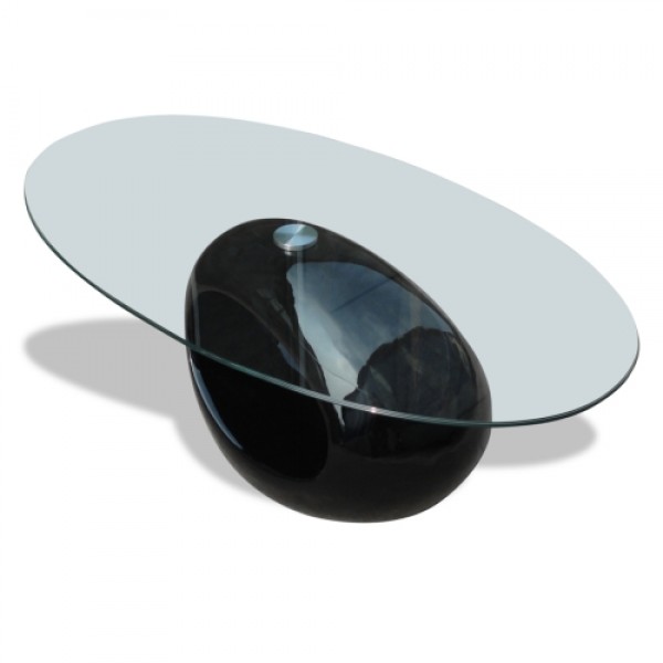 Coffee table black living room with circular base