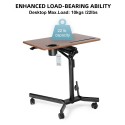 Height Adjustable Standing Laptop Desk Corner Table Bedside Table Pneumatic Desk Sit and Stand Desk with Lockable Casters Cup Ho