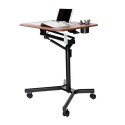 Height Adjustable Standing Laptop Desk Corner Table Bedside Table Pneumatic Desk Sit and Stand Desk with Lockable Casters Cup Ho