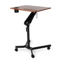 Height Adjustable Standing Laptop Desk Corner Table Bedside Table Pneumatic Desk Sit and Stand Desk with Lockable Casters Cup Ho