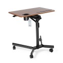 Height Adjustable Standing Laptop Desk Corner Table Bedside Table Pneumatic Desk Sit and Stand Desk with Lockable Casters Cup Ho