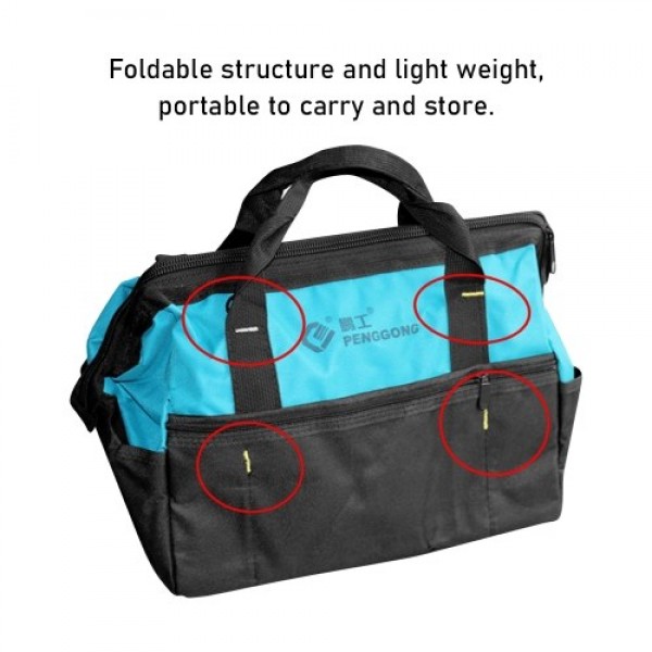 PENGGONG 14-Inch Portable Oxford Cloth Bag Thickened Tool Bag Wear-resistant Storage Bag for Maintenance Tool Multifunctional La