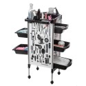 Salon Rolling Trolley Cart with 5 Slide-Out Drawers Foldable Appliance Holders SPA Hairdressing Trolley