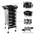 Salon Rolling Trolley Cart with 5 Slide-Out Drawers Foldable Appliance Holders SPA Hairdressing Trolley