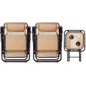 Zero Gravity Chair with Side Table, Set of 2, Relaxing, Cup Holders|Arm Rest|Foldable, Alloy Steel, Beige