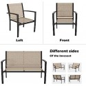 4 Pieces Patio Furniture Set, Outdoor Conversation Sets for Patio, Lawn, Garden, Poolside with A Glass Coffee Table, Beige