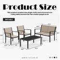 4 Pieces Patio Furniture Set, Outdoor Conversation Sets for Patio, Lawn, Garden, Poolside with A Glass Coffee Table, Beige