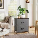 Nightstand, 2 Drawer Dresser for Bedroom, Small Dresser with 2 Drawers, Bedside Furniture, Night Stand, End Table with Fabric Bins for Bedroom, Closet, Entryway, Nursery, College Dorm, Dark Grey