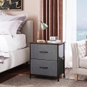 Nightstand, 2 Drawer Dresser for Bedroom, Small Dresser with 2 Drawers, Bedside Furniture, Night Stand, End Table with Fabric Bins for Bedroom, Closet, Entryway, Nursery, College Dorm, Dark Grey