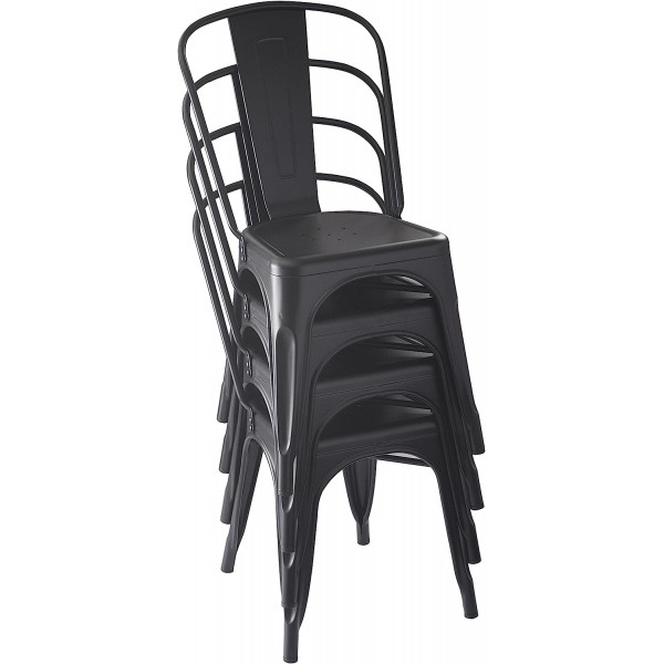 Basics 33DC01S4-BK Chair, 4 Pack, 20.1"D x 17.1"W x 33.6"H, Matte Black