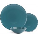 18-Piece Stoneware Dinnerware Set - Deep Teal, Service for 7