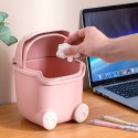 1pc Desktop Trash Cans Mini Rubbish Bin Countertop Garbage Litter Organizer Wastebasket With Lid Makeup Brush Holder For Home Car Office Dorm