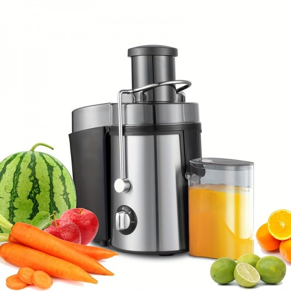 Juicer, Juicer Machine, 400w Centrifugal Juicer Extractor For Fruit & Vegetable, 65mm Feed Chute, 3 Speed Modes, Easy To Clean, Stainless Steel Body, Pure Juice, Safety Locking, Overheat Protection, Non-Slip Feet, Hard Fruit, Soft Fruit, Red, Silve