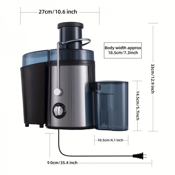 Juicer, Juicer Machine, 400w Centrifugal Juicer Extractor For Fruit & Vegetable, 65mm Feed Chute, 3 Speed Modes, Easy To Clean, Stainless Steel Body, Pure Juice, Safety Locking, Overheat Protection, Non-Slip Feet, Hard Fruit, Soft Fruit, Red, Silve