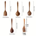 5-Piece Teak Wooden Cooking Utensil Set - Perfect for Wok, Soup, and More!