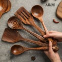 5-Piece Teak Wooden Cooking Utensil Set - Perfect for Wok, Soup, and More!