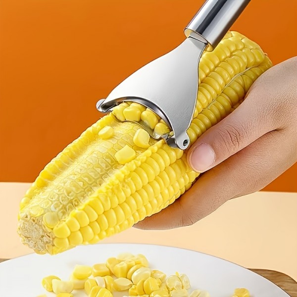 2pc Stainless Steel Corn Planer, Corn Peeler, Cob Remover Tool With Ergonomic Handle, Kitchen Gadgets