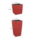 3 Rattan Flower Pots Red